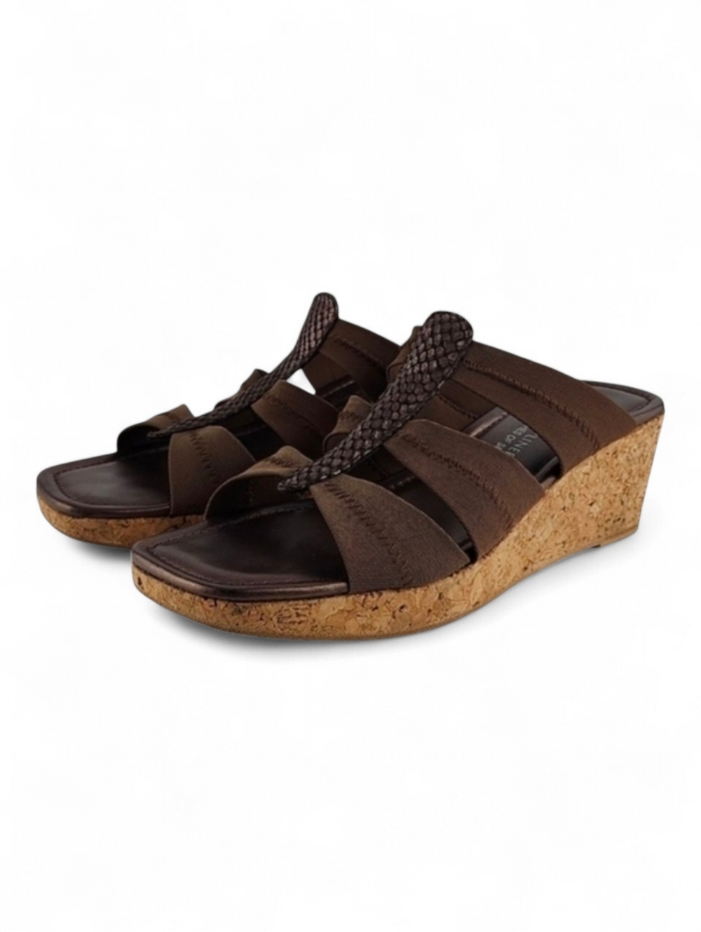 Donald J Pliner Women's Clare Wedge Sandal Cork Faux Snakeskin Fabric Straps 9M